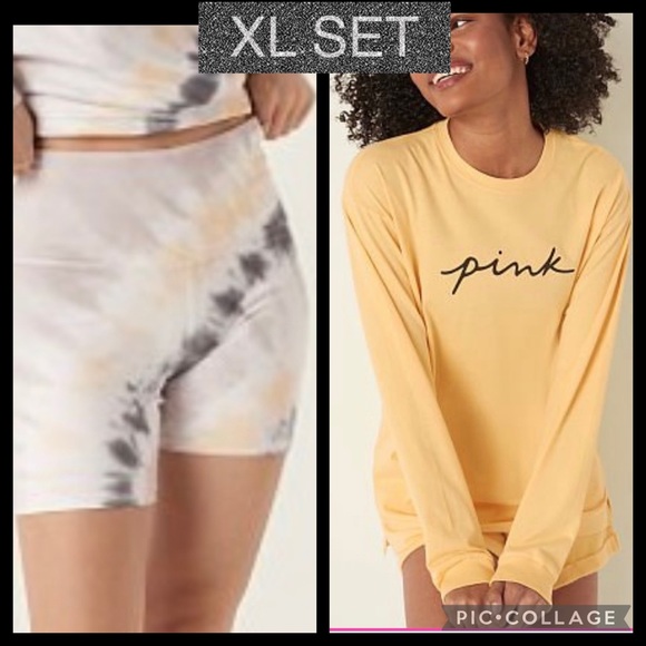 Vs pink Cotton high waist bike short campus long sleeve Tee xl slides m - Picture 4 of 12